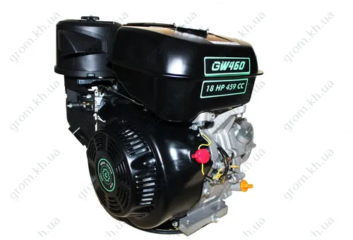 Фото 1- Двигатель бензиновый GrunWelt GW460F-S (CL) (центробежное сцепление, шпонка, 18 л.с., ручной стартер)