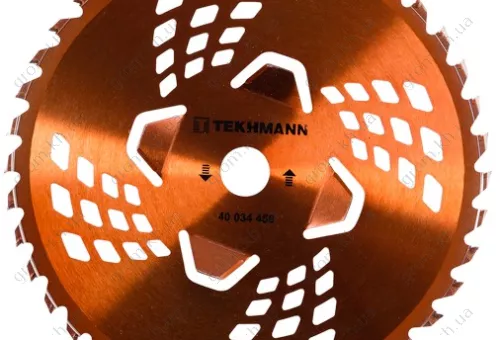 Фото 1- Диск для садового триммера Tekhmann 255х25, 4 мм 40 ТВС зубцов, 4 подрезные лопасти