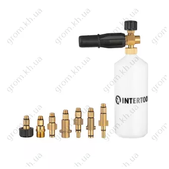 Фото 1- Насадка-пеногенератор универсальная для моек высокого давления, 1000 мл Intertool DT-1536