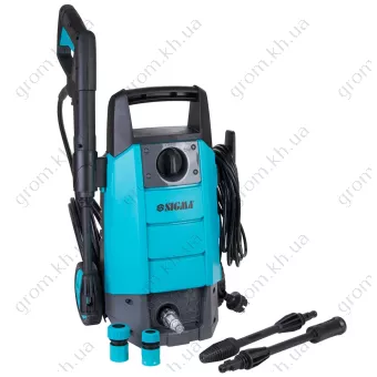 Фото 1- Мойка высокого давления Sigma 1500 Вт макс., 110 бар, 6 л/мин, шланг 5.5 м + турбонасадка