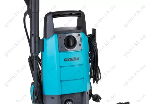 Фото 1- Мойка высокого давления Sigma 1500 Вт макс., 110 бар, 6 л/мин, шланг 5.5 м + турбонасадка