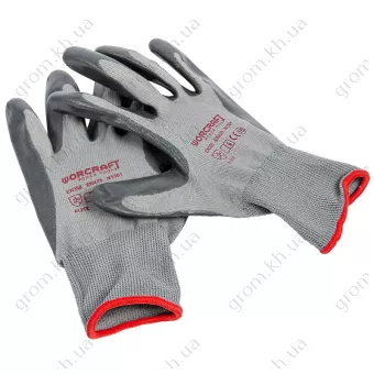 Фото 1- Перчатки рабочие нитрил серые Worcraft