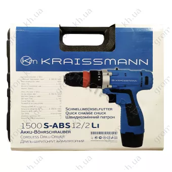 Фото 1- Шуруповерт аккумуляторный Kraissmann 1500 S-ABS 12/2 Li (DFR патрон)
