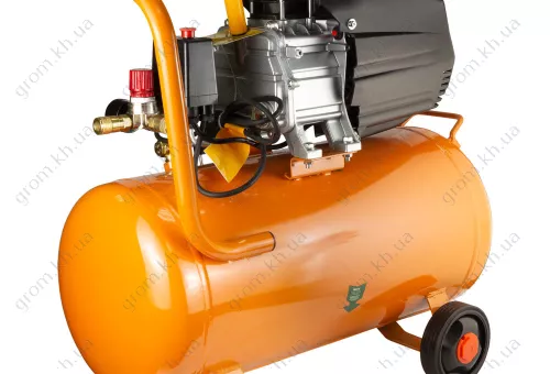 Фото 1- Компресор одноциліндровий GRAD 1.5кВт 198л/хв 8бар 50л (2 крана)