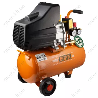 Фото 1- Компрессор одноцилиндровый GRAD 1.5кВт 198л/мин 8бар 24л (2 крана)