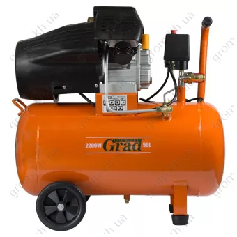 Фото 1- Компрессор GRAD V 2.2кВт 386л/мин 8бар 50л (2 крана)