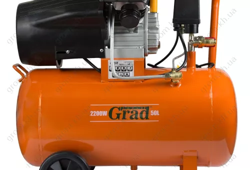 Фото 1- Компрессор GRAD V 2.2кВт 386л/мин 8бар 50л (2 крана)