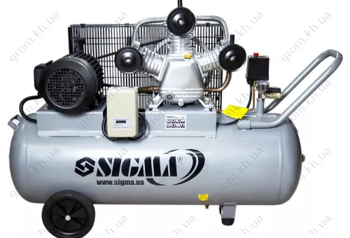 Фото 1- Компрессор ременной трехцилиндровый SIGMA 380В 3кВт 610л/мин 10бар 135л