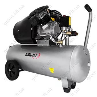 Фото 1- Компресор двоциліндровий SIGMA 2.5кВт 455л/хв 10бар 50л (2 крана)