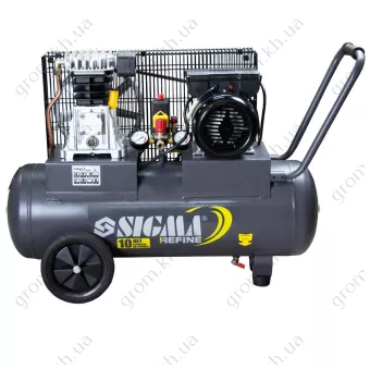 Фото 1- Компресор ремінний двоциліндровий SIGMA REFINE 2кВт 385л/хв 10бар 50л