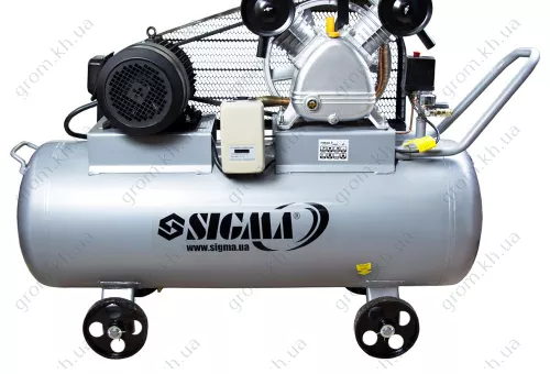 Фото 1- Компрессор ременной двухцилиндровый SIGMA 380В 4кВт 700л/мин 10бар 150л