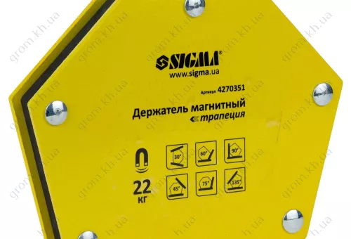 Фото 1- Магнит для сварки трапеция SIGMA 22кг 90×54×54×43мм (30,45,60,75,90,135°)