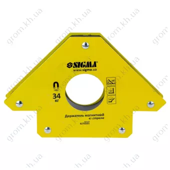 Фото 1- Магнит для сварки стрела SIGMA  34кг 110×110мм (45, 90, 135°)