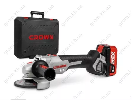 Фото 1- Акумуляторна кутова шліфувальна машина Crown CT23001-115HX-4 BMC