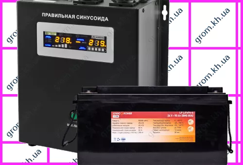 Фото 1- Комплект резервного питания LogicPower ИБП W2500VA + литиевая (LifePo4) батарея 2600W