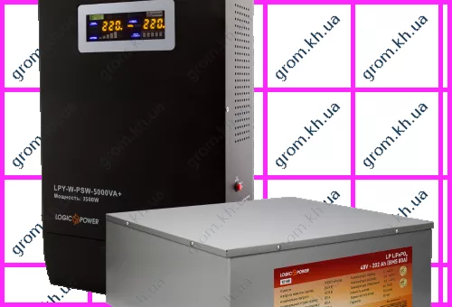 Фото 1- Комплект резервного живлення для котла LogicPower ДБЖ W5000VA + літієва (LifePo4) батарея 1160W