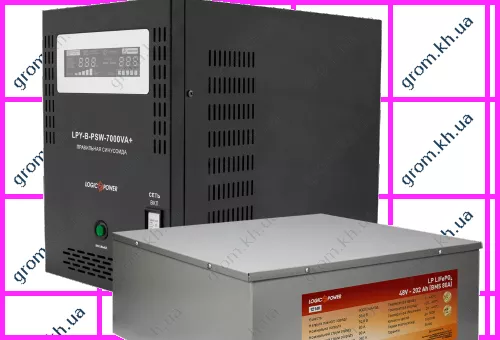 Фото 1- Комплект резервного живлення LogicPower ДБЖ B7000VA + літієва (LifePo4) батарея 1160W