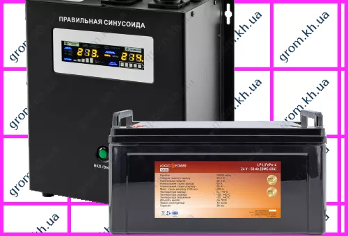 Фото 1- Комплект резервного живлення для котла LogicPower ДБЖ W1500VA + літієва (LifePo4) батарея 1440W