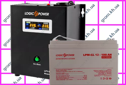 Фото 1- Комплект резервного живлення для котла та теплої підлоги LogicPower ДБЖ W800VA + батарея гелю 1400W