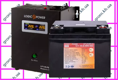 Фото 1- Комплект резервного питания для котла LogicPower ИБП W500VA + литиевая (Lifepo4) батарея 750W