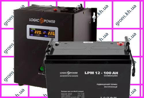 Фото 1- Комплект резервного живлення для котла LogicPower ДБЖ 500VA + AGM батарея 1300W
