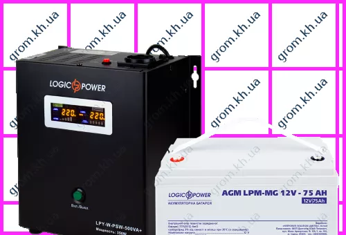 Фото 1- Комплект резервного живлення для котла LogicPower ДБЖ W500VA + мультигелева батарея 900W