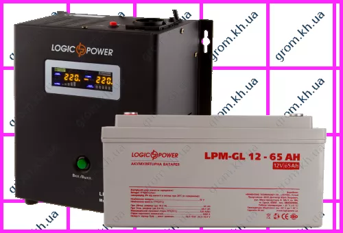 Фото 1- Комплект резервного питания для котла LogicPower ИБП W500VA + гелевая батарея 900W