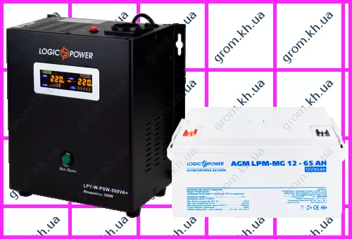 Фото 1- Комплект резервного питания для котла LogicPower ИБП W500VA + мультигелевая батарея 900W-1
