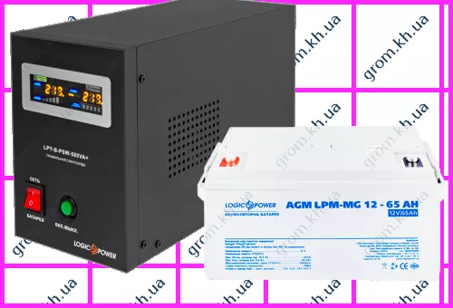 Фото 1- Комплект резервного питания для котла LogicPower ИБП B500VA + мультигелевая батарея 900W