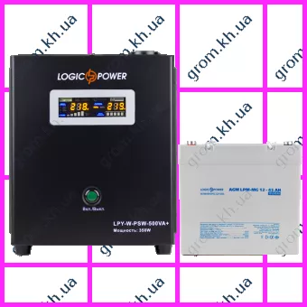 Фото 1- Комплект резервного питания для котла LogicPower ИБП W500 + мультигелевая батарея 590W