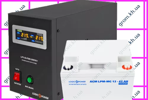 Фото 1- Комплект резервного живлення для котла LogicPower ДБЖ B500 + мультигелева батарея 590W