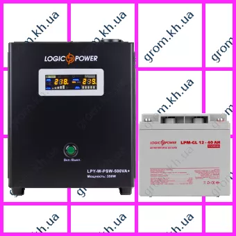 Фото 1- Комплект резервного питания для котла LogicPower ИБП W500 + гелевая батарея 520W