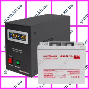 Фото 1- Комплект резервного питания для котла LogicPower ИБП B500 + гелевая батарея 520W