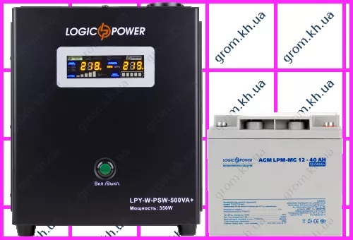 Фото 1- Комплект резервного питания для котла LogicPower ИБП W500 + мультигелевая батарея 520W