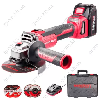Фото 1- Аккумуляторная бесщеточная шлифмашина угловая Worcraft CAG-S20LIBH-125B
