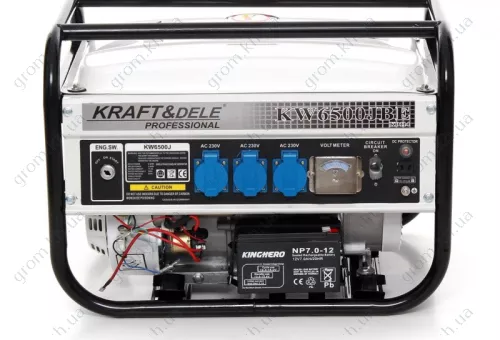 Фото 1- Бензиновий генератор Kraft&Dele KW6500JBE (KD114)