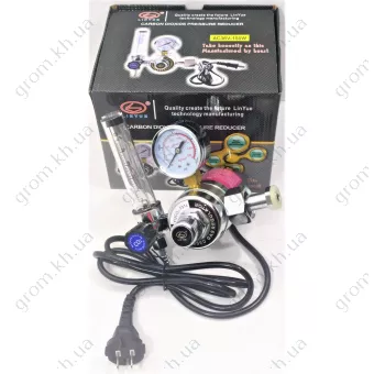 Фото 1- Редуктор с подогревом углекислоты и ротаметром Edon PRV-120