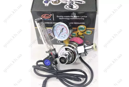 Фото 1- Редуктор с подогревом углекислоты и ротаметром Edon PRV-120