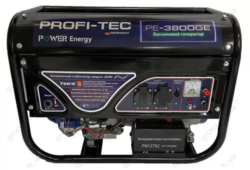 Фото 1- Генератор бензиновий Profi-tec PE-3800GE (3.8 кВт, електростартер)