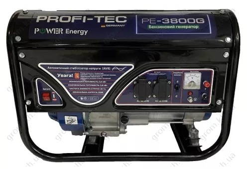Фото 1- Бензиновий генератор Profi-tec PE-3800G (3.8 кВт, ручний стартер)