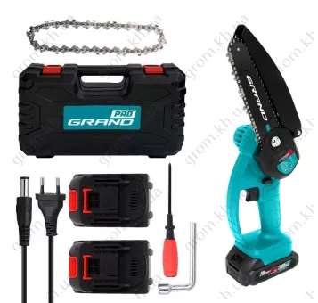 Фото 1- Аккумуляторная цепная пила Grand АПЦ-20V/6″-6 Pro (2 Аккумулятора по 6 А)