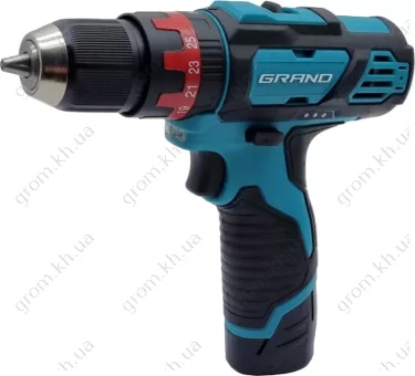 Фото 1- Шуруповерт акумуляторний Grand ТАК-12U/PRO Ударний (2 акумулятори, 2 А/год, кейс)