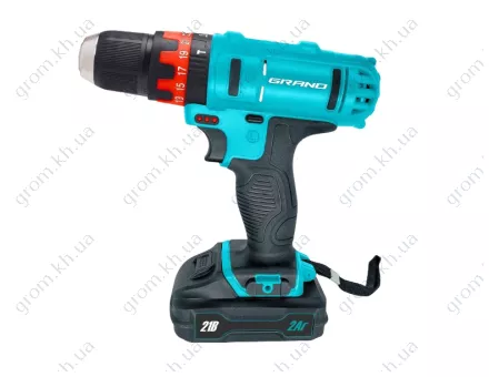 Фото 1- Шуруповерт аккумуляторный Grand ДА-21U/Li Ударный (2 аккумулятора, 2 А/ч, кейс)