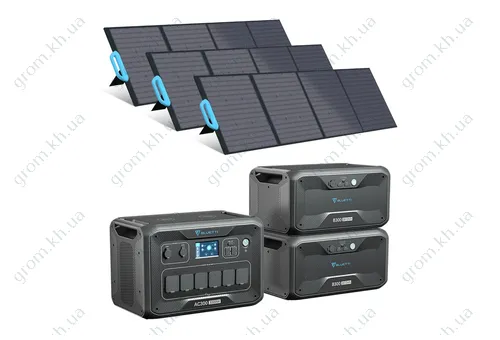 Фото 1- Комплект сонячного генератора Bluetti AC300+2*B300+3*PV200