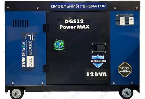 Фото 1- Генератор дизельний Profi-tec DGS12 Power MAX 12кВА/10кВт, 220V