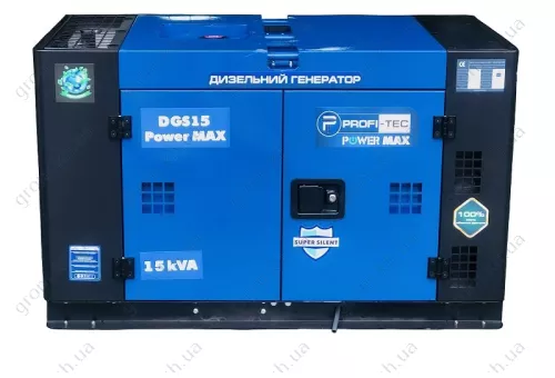 Фото 1- Генератор дизельный Profi-tec DGS15 Power MAX, 15кВА/12кВт, 220V