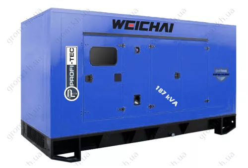 Фото 1- Генератор дизельный Profi-tec WDSG187-3 Power MAX (187 кВА/150 кВт, промышленный двигатель WEICHAI, China)