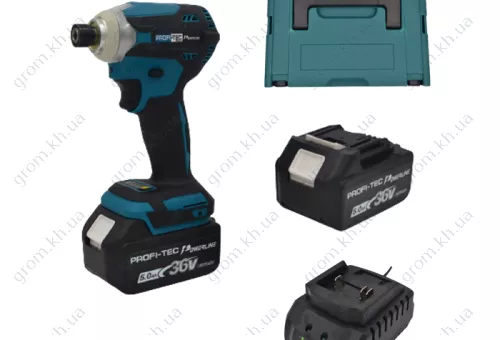 Фото 1- Аккумуляторный ударный шуруповерт PROFI-TEC PCW36V POWERLine (2 акк х 5 Ач + зарядный) (170 Nm) (аналог Makita DTD153/DTD171)