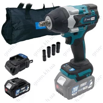 Фото 1- Акумуляторний гайковерт PROFI-TEC DTW800BL POWERLine (1×PT2040MP (4.0 Ач), зарядний пристрій)