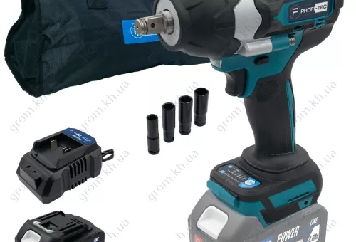 Фото 1- Аккумуляторный гайковерт PROFI-TEC DTW800BL POWERLine (1×PT2040MP (4.0 Ач), зарядное устройство)